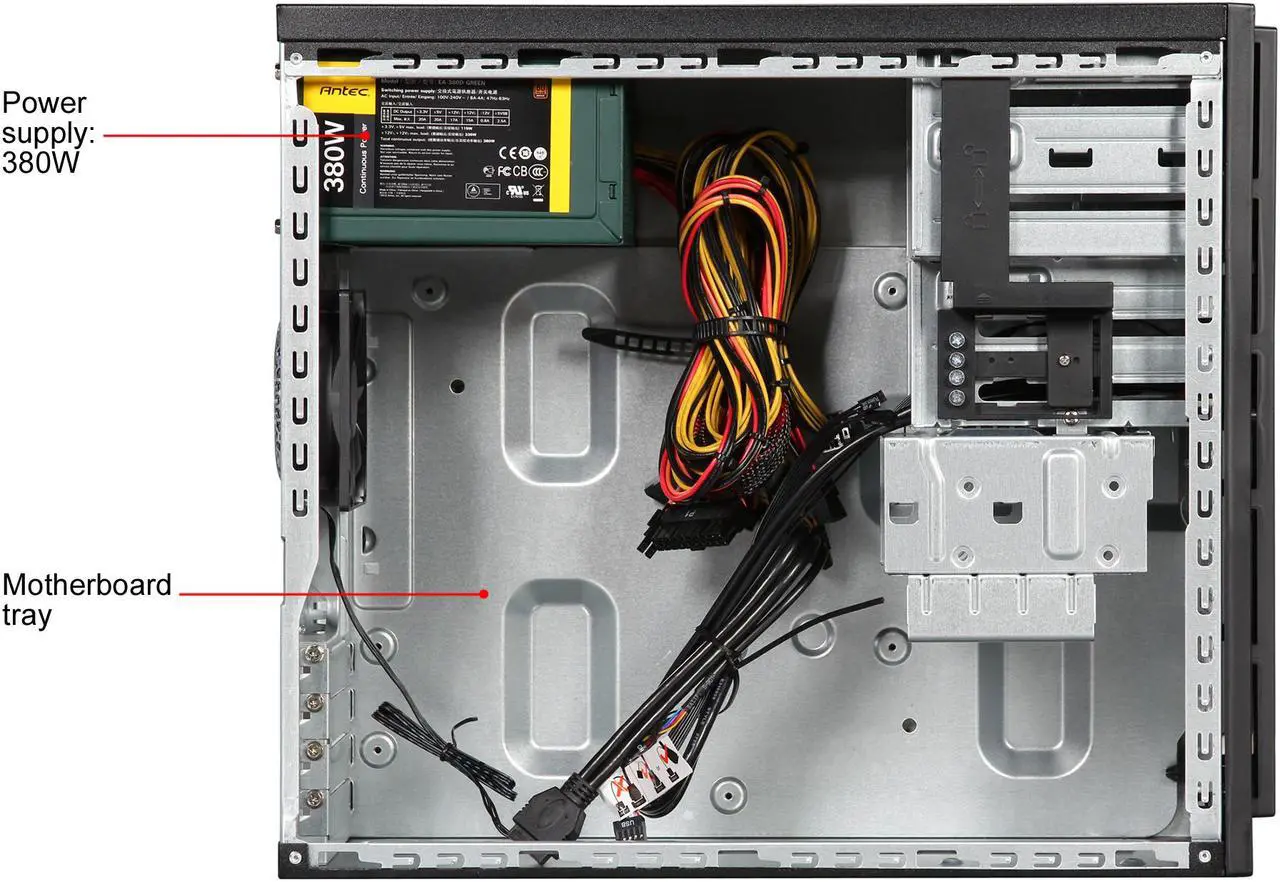 Alt view image 9 of 13 - Antec NSK3180 Black 0.7 SGCC Steel Micro ATX / Mini-ITX Computer Case 380W Power Supply