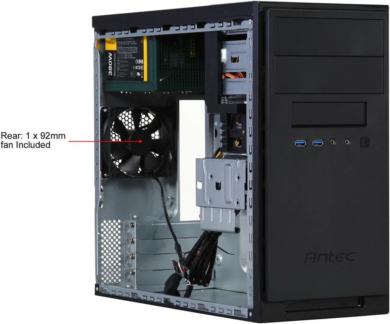 Alt view image 11 of 13 - Antec NSK3180 Black 0.7 SGCC Steel Micro ATX / Mini-ITX Computer Case 380W Power Supply