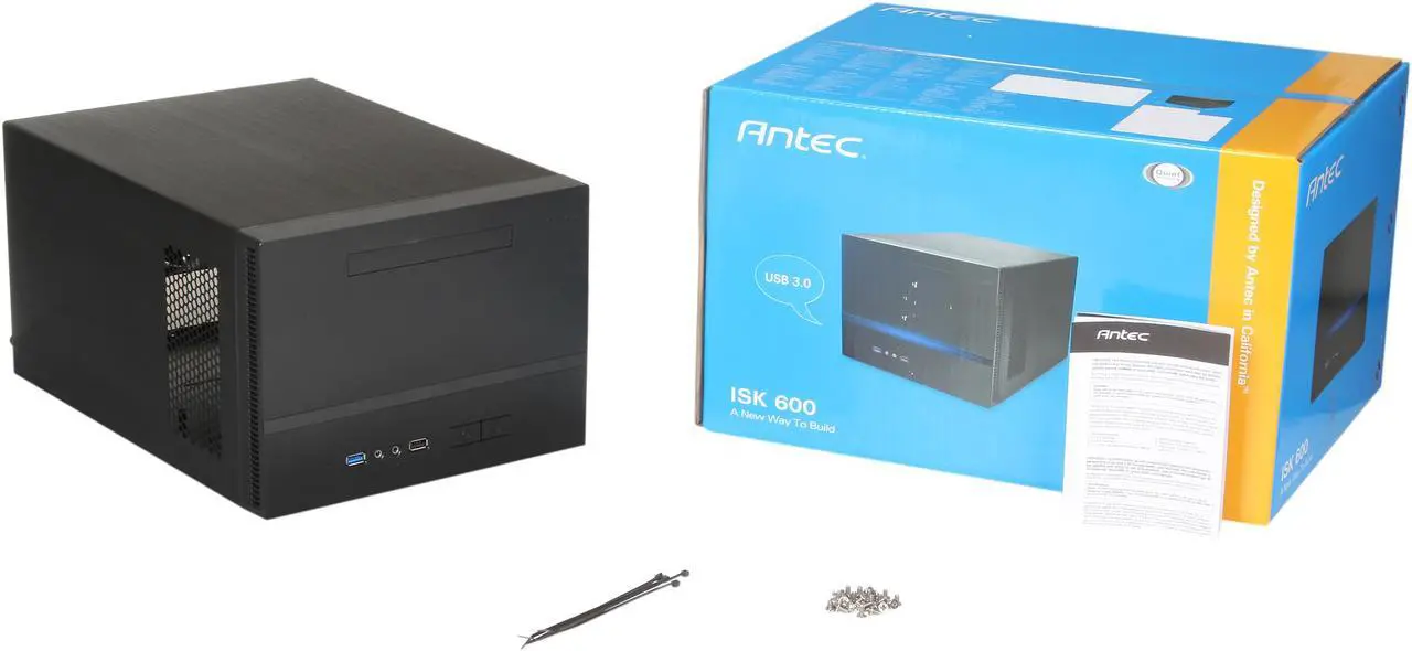 Alt view image 9 of 8 - Antec ISK600 Black Aluminum / Plastic Mini-ITX Tower Computer Case