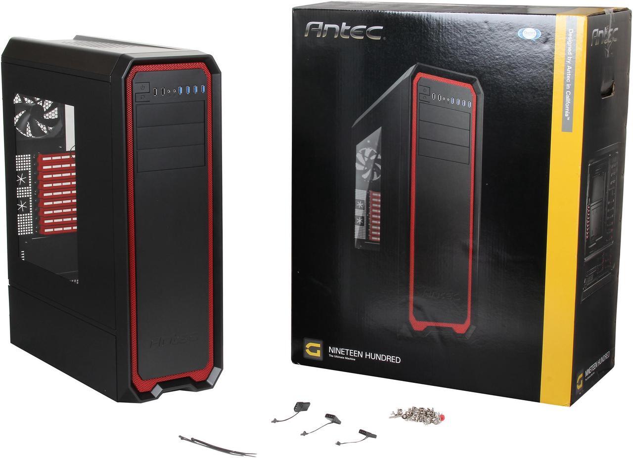 Alt view image 10 of 10 - Antec Nineteen Hundred Red Black / Red SECC steel ATX Mid Tower Computer Case