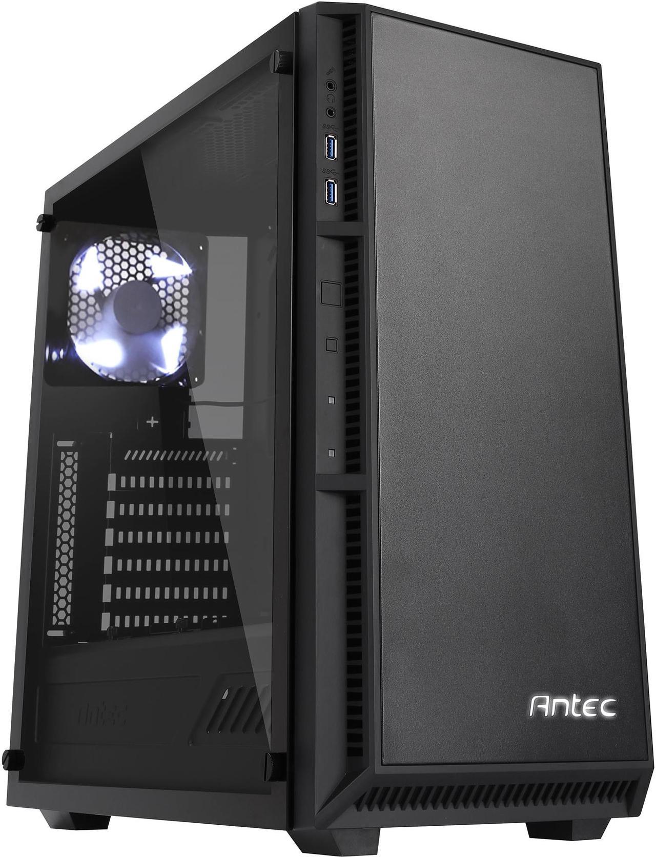 Antec Performance Series P8 Black Steel /4mm Tempered Glass Side Panel, ATX Mid Tower Computer Case, 3 White LED Fans Pre-installed, USB3.0