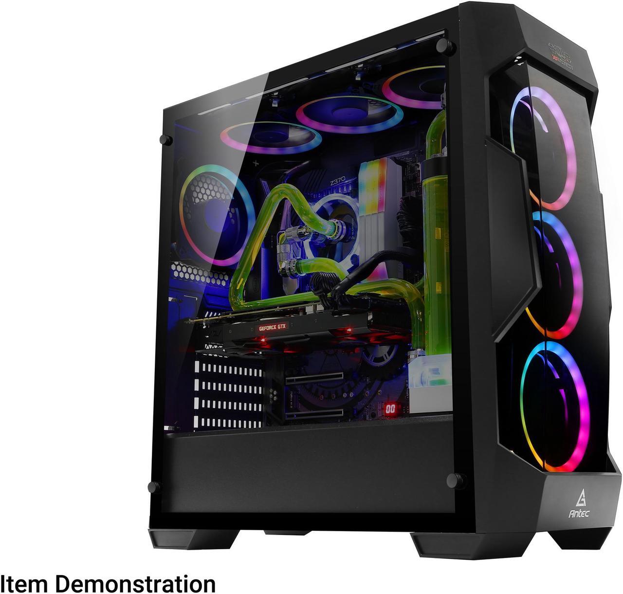Alt view image 2 of 18 - Antec Dark Fleet Series DF500 RGB, RGB Lighting, Black Steel / Plastic / 4mm Tempered Glass ATX Mid Tower Computer Case, 3x120mm RGB Fans Included, Integrated RGB Hub, USB 3.0