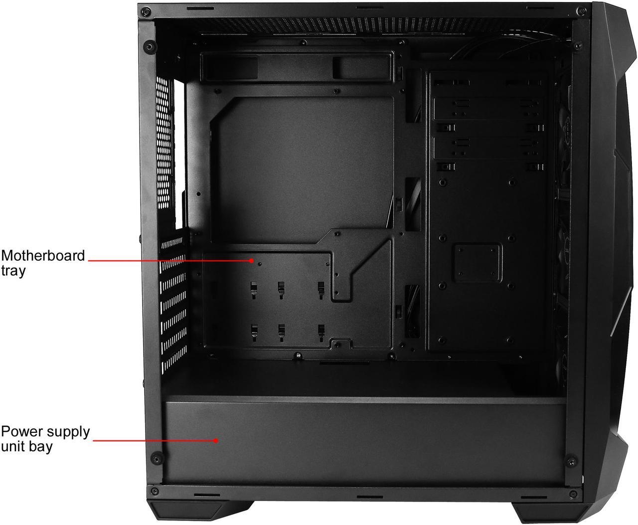 Alt view image 12 of 18 - Antec Dark Fleet Series DF500 RGB, RGB Lighting, Black Steel / Plastic / 4mm Tempered Glass ATX Mid Tower Computer Case, 3x120mm RGB Fans Included, Integrated RGB Hub, USB 3.0