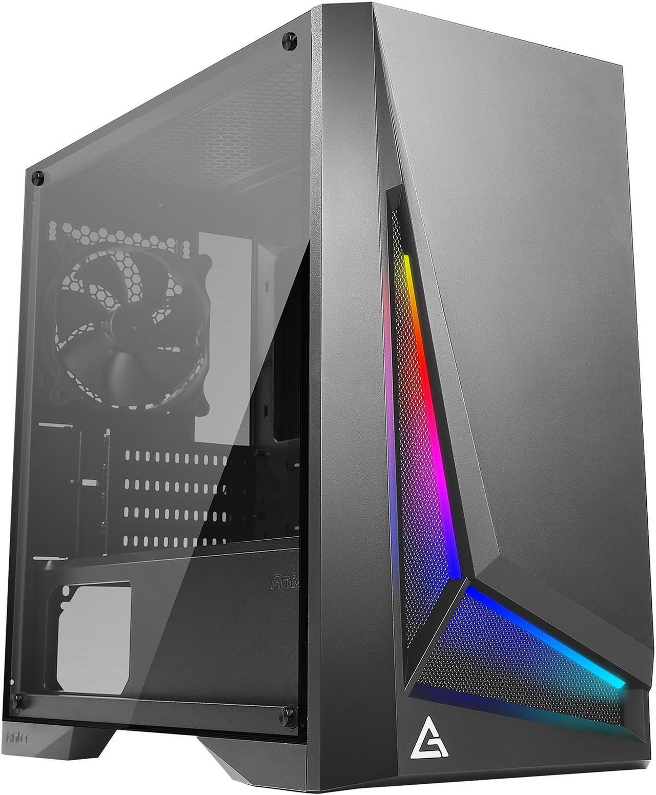 Antec Dapper Dark Phantom DP301M Black Steel / ARGB Lighting / Tempered Glass Side Panel Compact Micro-ATX Gaming Case