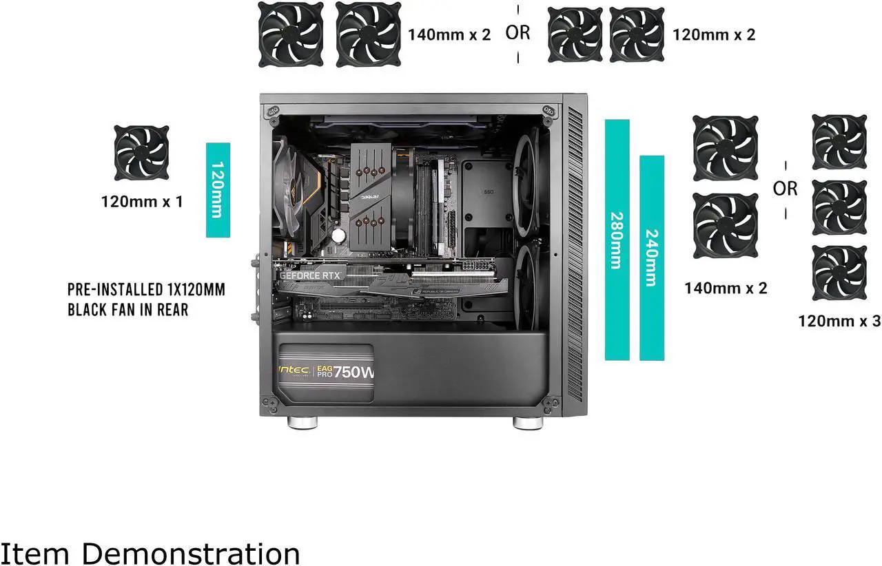 Alt view image 13 of 13 - Antec Value Solution Series VSK10 Highly Functional Micro-ATX Case, Support 4 x 140 mm Fan and 280 mm Radiator, 2 x USB3.0