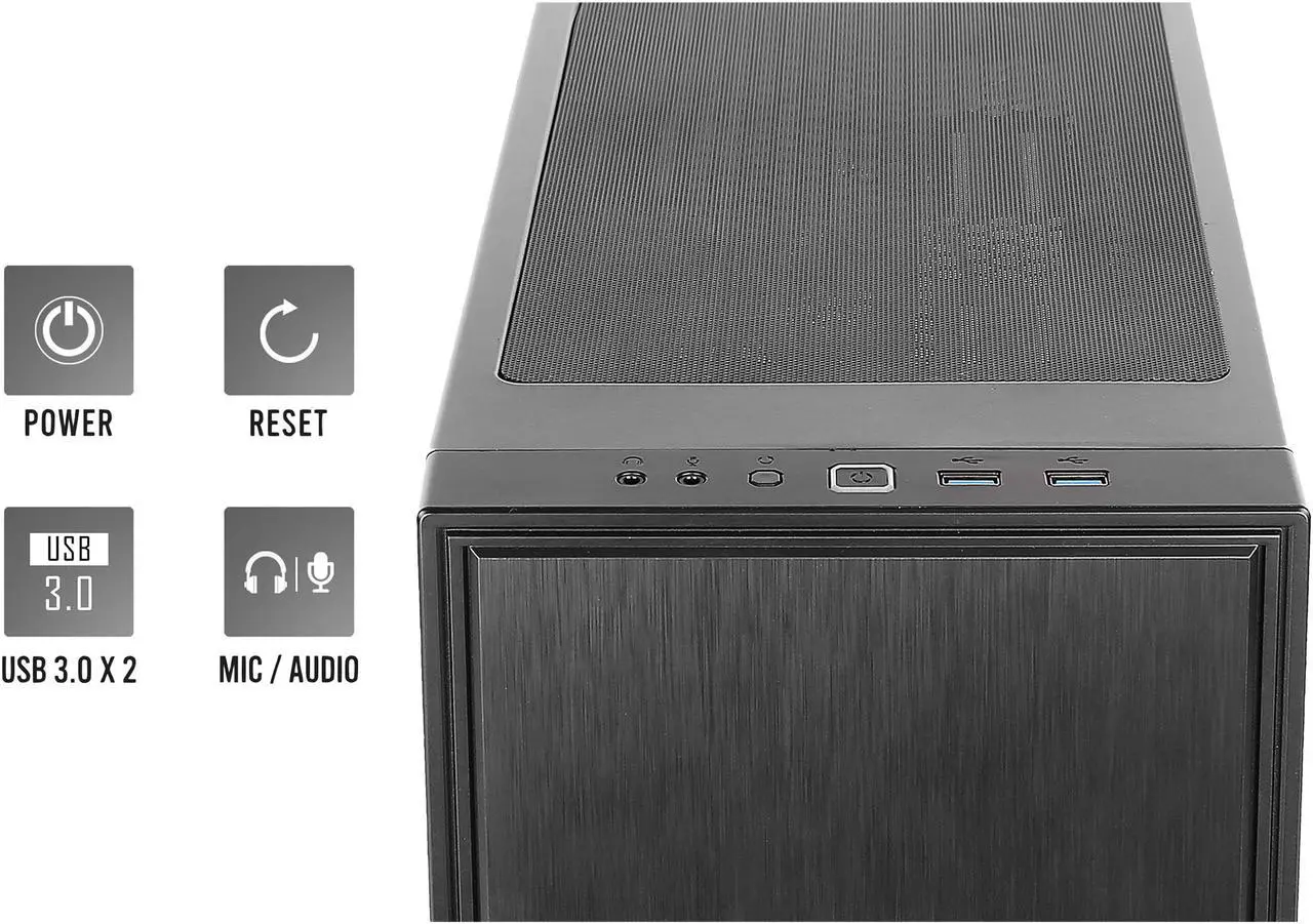 Alt view image 10 of 13 - Antec Value Solution Series VSK10 Highly Functional Micro-ATX Case, Support 4 x 140 mm Fan and 280 mm Radiator, 2 x USB3.0