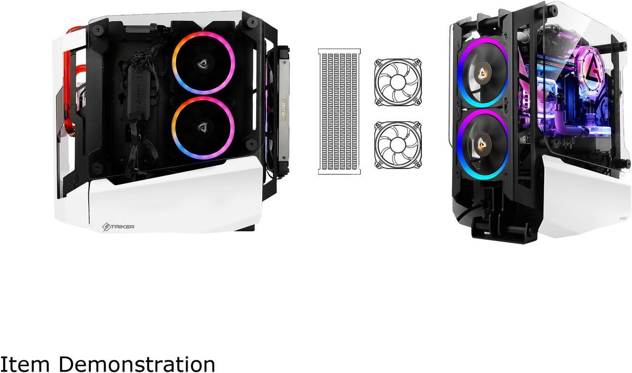 Alt view image 10 of 14 - Antec STRIKER Aluminum and Steel ITX Computer Case, Front GPU Mount, Up to 4 x 120 mm Fan Support, USB 3.1 Type-C ready and PCI-E Riser Included