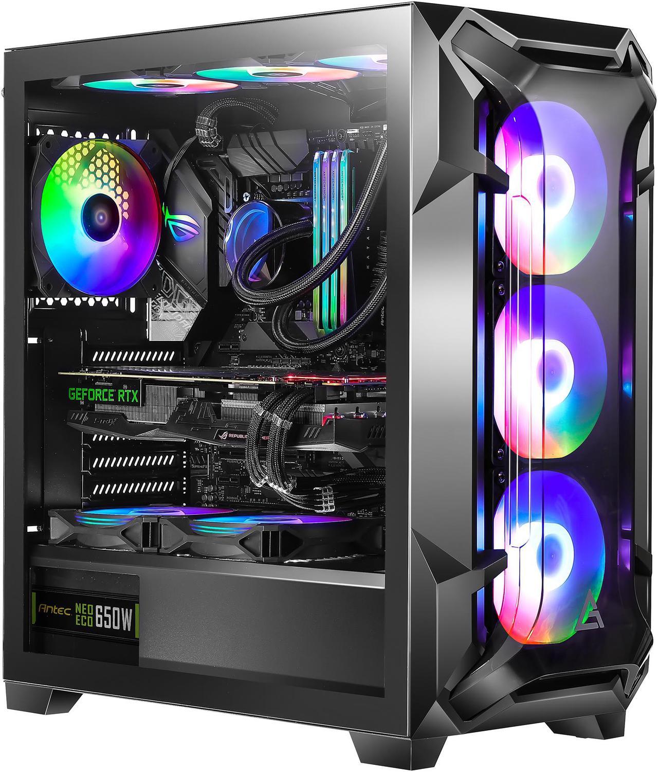 Antec Dark League DF600 FLUX, Mid-Tower ATX Gaming Case, 5 x 120mm Fans Included, ARGB & PWM Fan Controller, Tempered Glass Side Panel, 2 x USB3.0, High-End GPU Support