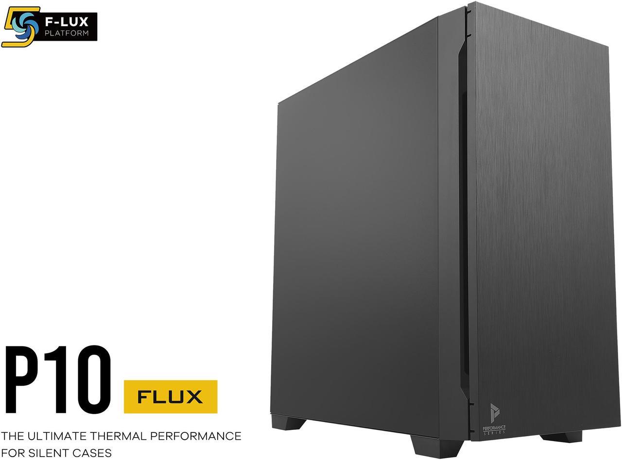 Antec P10 FLUX, F-LUX Platform, 5 x 120mm Fans Included, Reversible & Swing-Open Front Panel, Air-Concentrating Filter, 5.25" ODD, Fan-Speed Control, Sound-Dampening Side Panels, Mid-Tower Silent Case