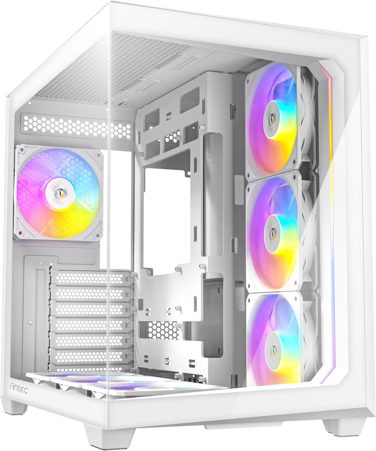 Antec C5 ARGB White, 7 x 120mm ARGB PWM Fans Included, Up to 10 Fans Simultaneously, Type-C 3.2 Gen 2 port, Seamless Tempered Glass Front & Side Panels, 360mm Radiator Support, Mid-Tower ATX PC Case