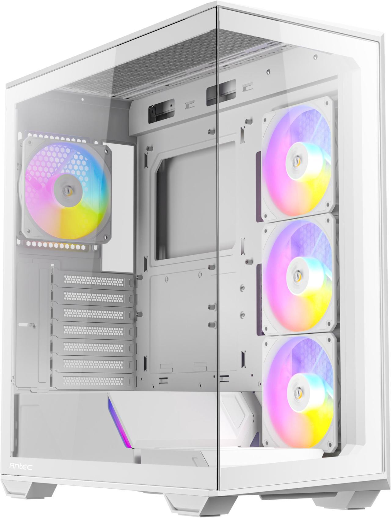 Antec C3 ARGB White, 3 x 120mm & 1 x 120mm ARGB PWM Fans Included, Up to 8 Fans Simultaneously, Type-C 3.2 Gen 2 port, Seamless Tempered Glass Front & Side Panels, 360mm Radiator Support, Mid-Tower ATX PC Case