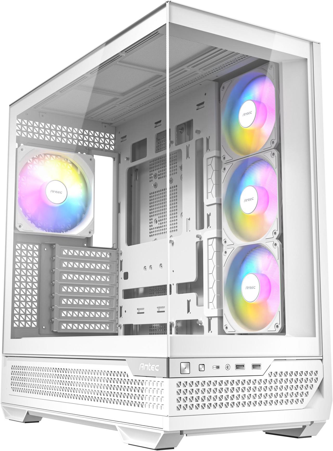 Antec C7 ARGB White, RTX 40 GPU Support, 4 x 120mm ARGB PWM Fans Included, Vertical GPU Cooling, Type-C 10Gbps, Seamless Tempered Glass Front & Side Panels, 360mm Radiator Support, Mid-Tower E-ATX PC Case