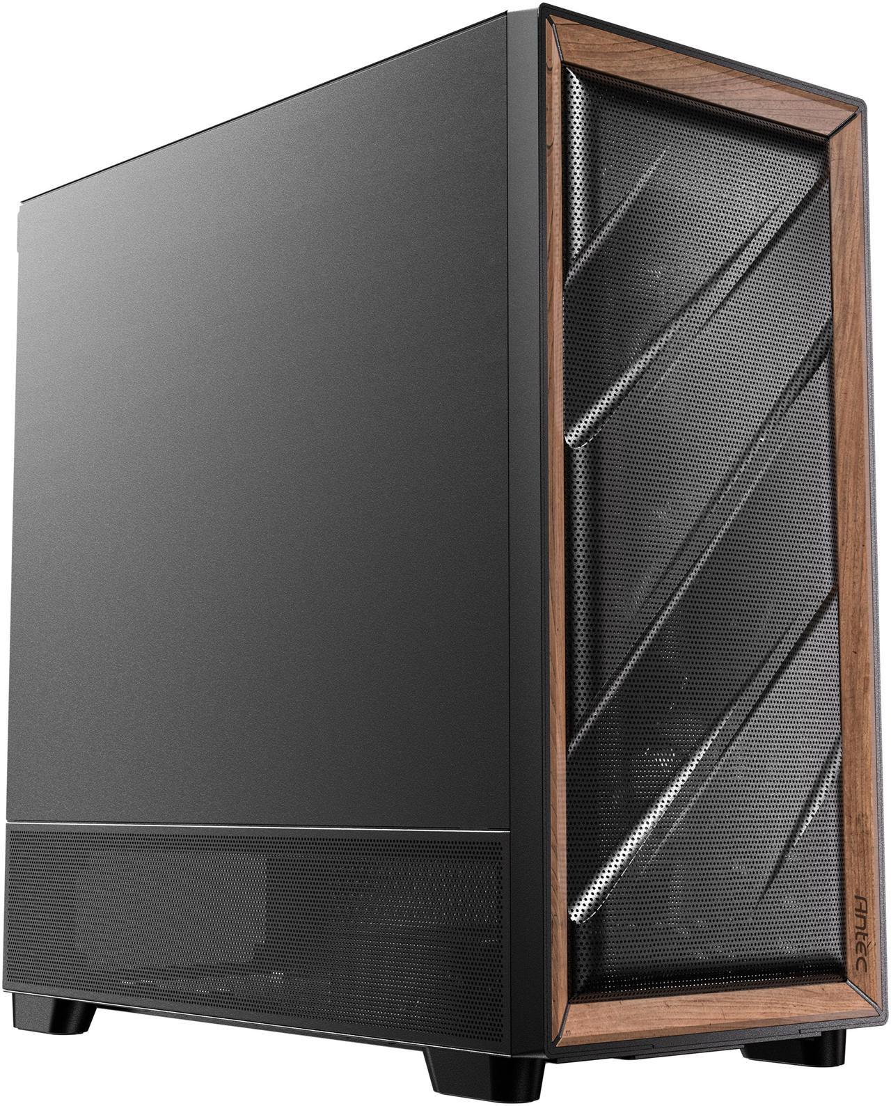 Alt view image 2 of 15 - Antec FLUX SE, Sound-Dampening Side Panels, 5 x PWM Fans Included, Front Panel with Walnut Wood, type-C, 420mm Radiator& Back Connect Motherboard Support, Silent Case, Mid E-ATX Tower PC Case