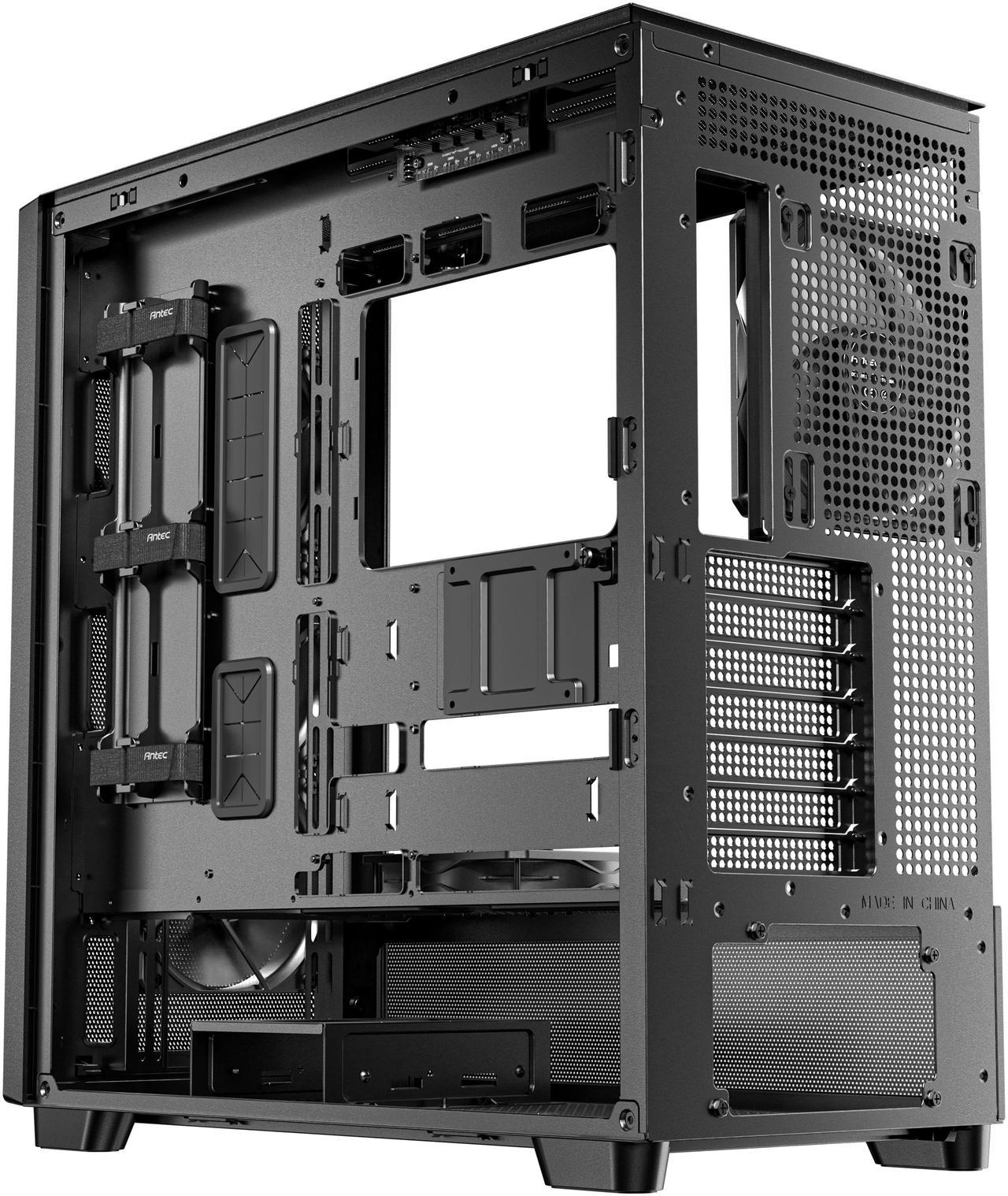 Alt view image 4 of 15 - Antec FLUX SE, Sound-Dampening Side Panels, 5 x PWM Fans Included, Front Panel with Walnut Wood, type-C, 420mm Radiator& Back Connect Motherboard Support, Silent Case, Mid E-ATX Tower PC Case