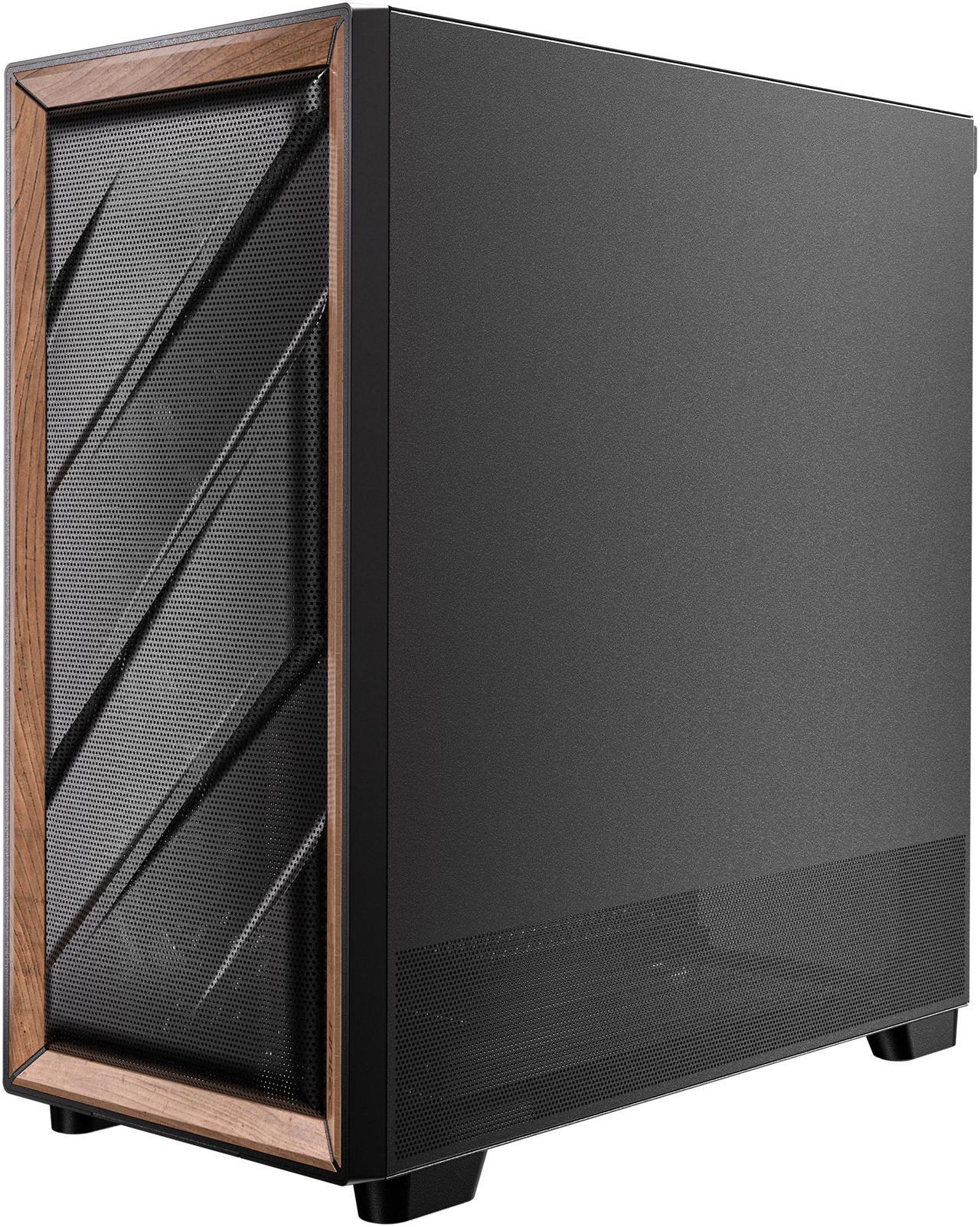 Alt view image 6 of 15 - Antec FLUX SE, Sound-Dampening Side Panels, 5 x PWM Fans Included, Front Panel with Walnut Wood, type-C, 420mm Radiator& Back Connect Motherboard Support, Silent Case, Mid E-ATX Tower PC Case