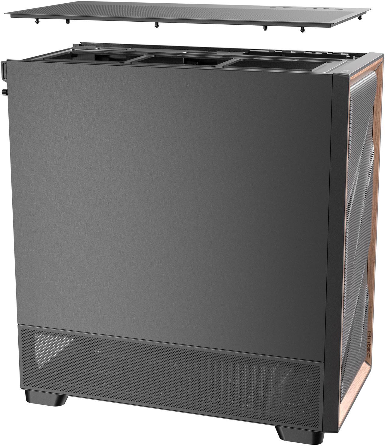 Alt view image 15 of 15 - Antec FLUX SE, Sound-Dampening Side Panels, 5 x PWM Fans Included, Front Panel with Walnut Wood, type-C, 420mm Radiator& Back Connect Motherboard Support, Silent Case, Mid E-ATX Tower PC Case