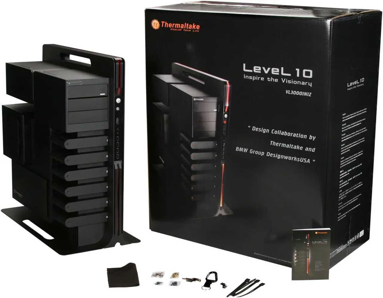 Alt view image 12 of 12 - Thermaltake Level 10 VL30001N1Z Black Aluminum ATX Super Full Tower Gaming Station Computer Case