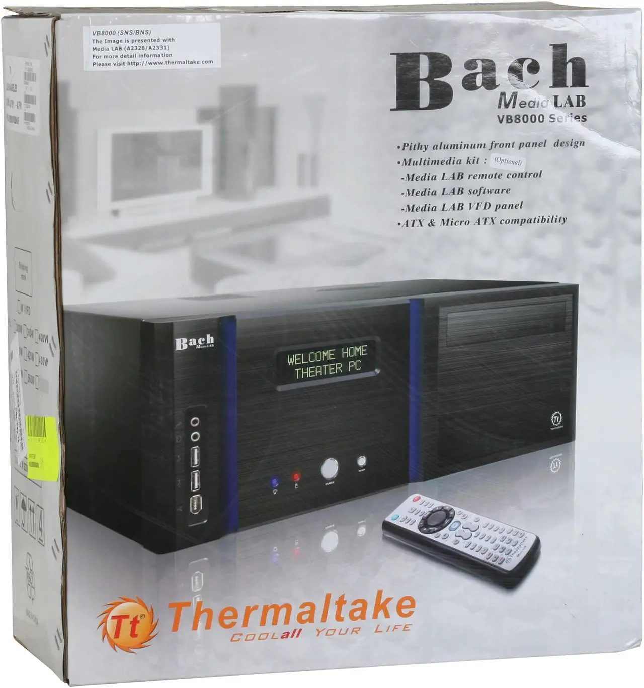 Alt view image 11 of 11 - Thermaltake Black Aluminum / Steel Bach Media Lab VB8000BNS ATX Media Center / HTPC Case