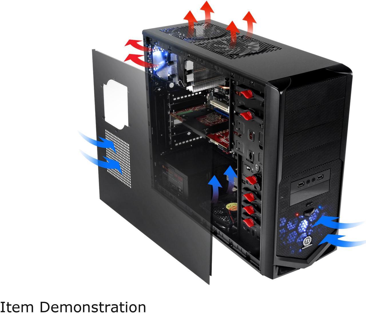 Alt view image 9 of 10 - Thermaltake V4 Black Edition Gaming Chassis Mid Tower Steel Computer Case Fully Black Powdered Interior VM30001W2Z