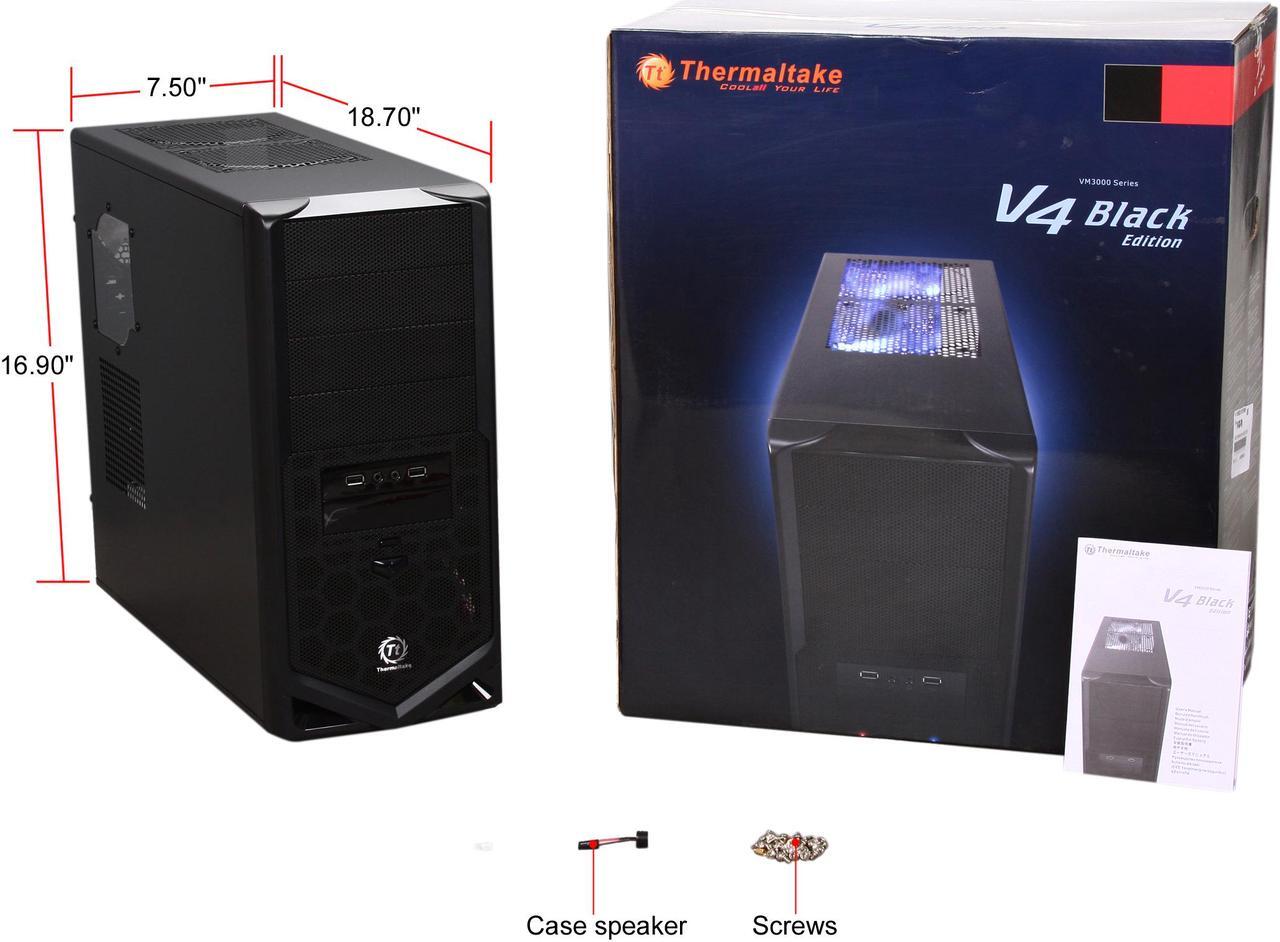 Alt view image 10 of 10 - Thermaltake V4 Black Edition Gaming Chassis Mid Tower Steel Computer Case Fully Black Powdered Interior VM30001W2Z
