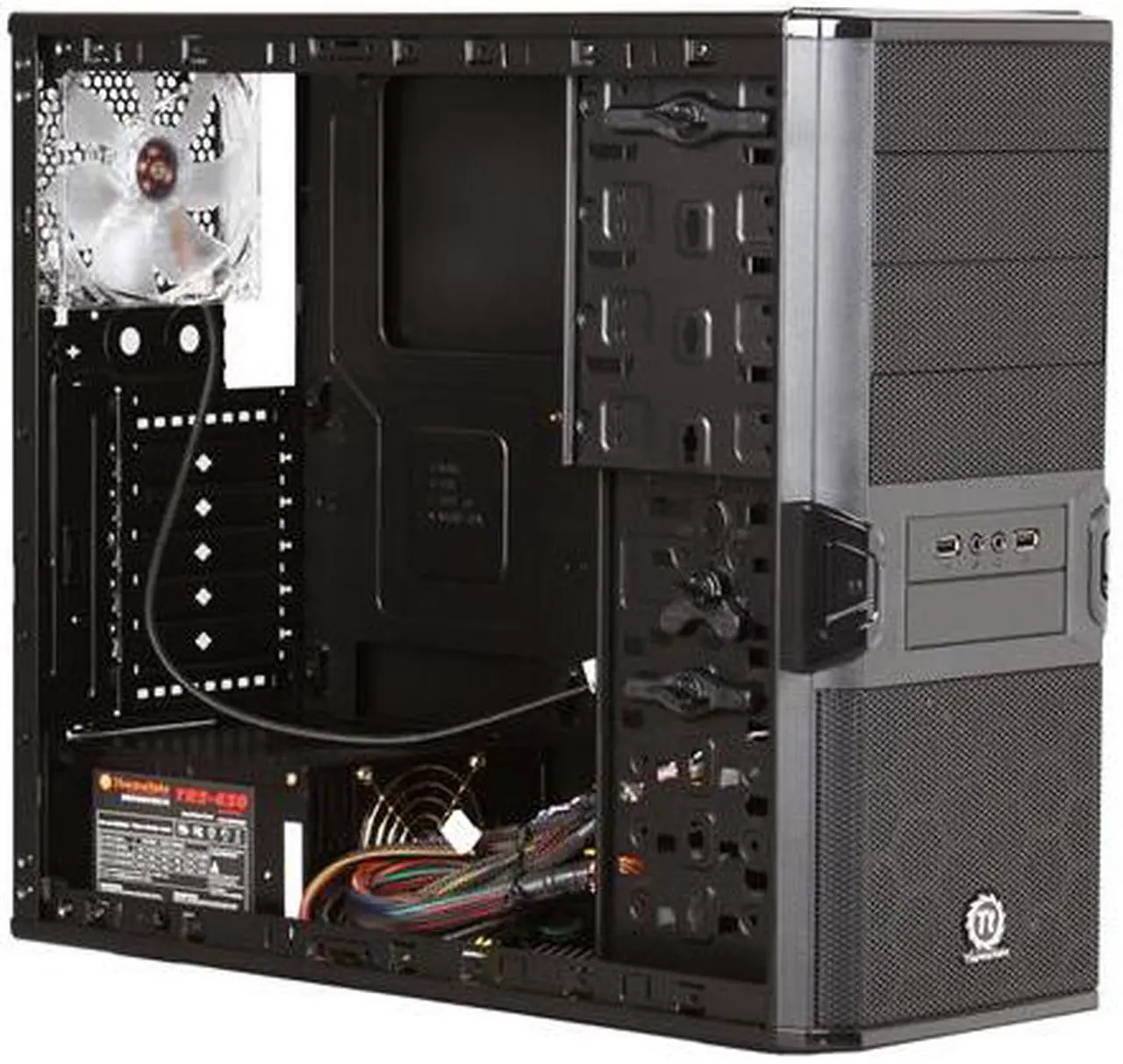 Alt view image 7 of 8 - Thermaltake VL84301W2Z V3 Black Edition with 430W  Power Supply ATX Mid Tower Computer Case