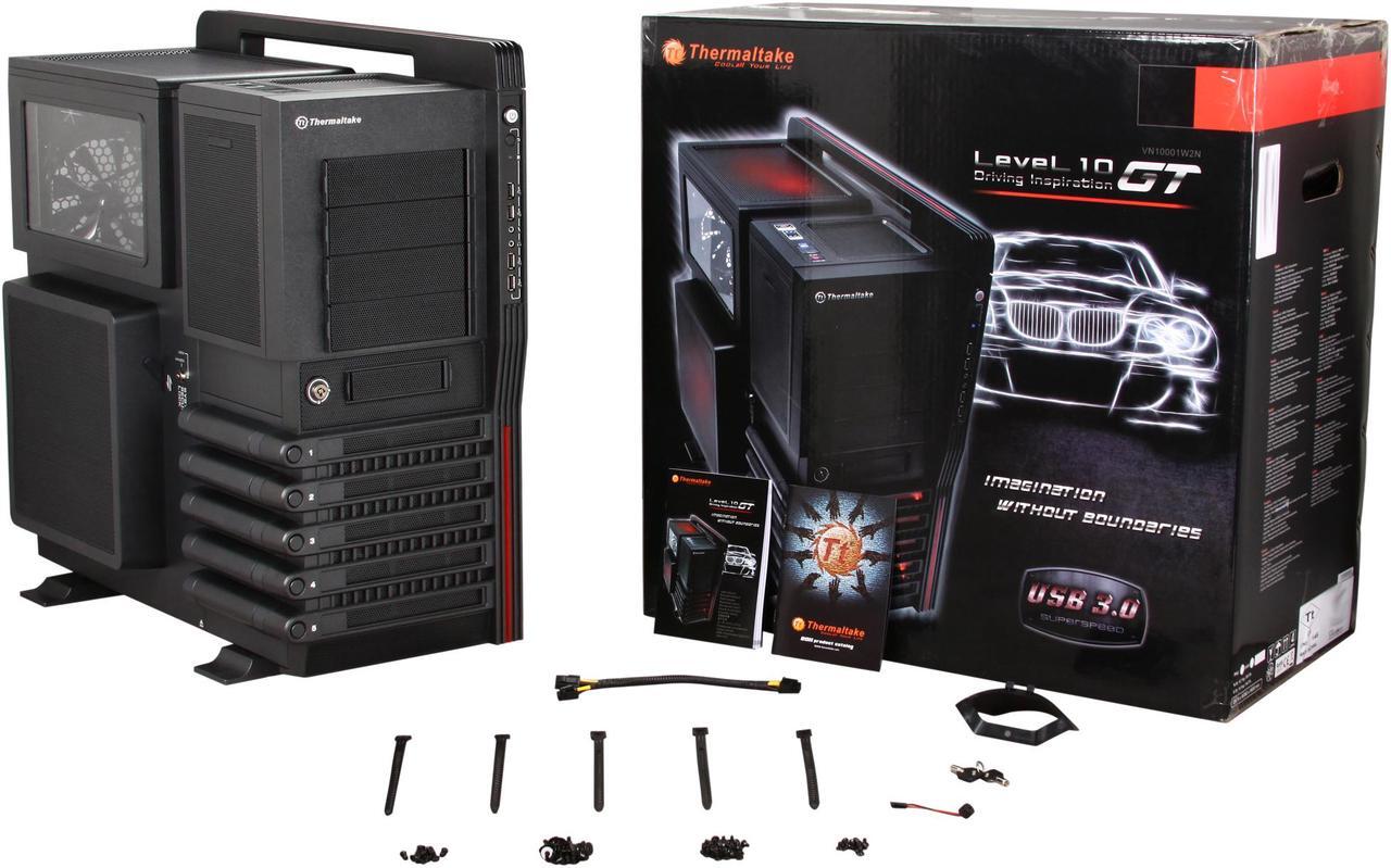 Alt view image 10 of 10 - Thermaltake Level 10 GT (VN10001W2N) Black SECC / Plastic ATX Full Tower Computer Case with Four Fans - 1 x 200mm Colorshift side fan, 1 x 200mm top fan, 1 x 200mm front fan and 1 x 140mm rear fan