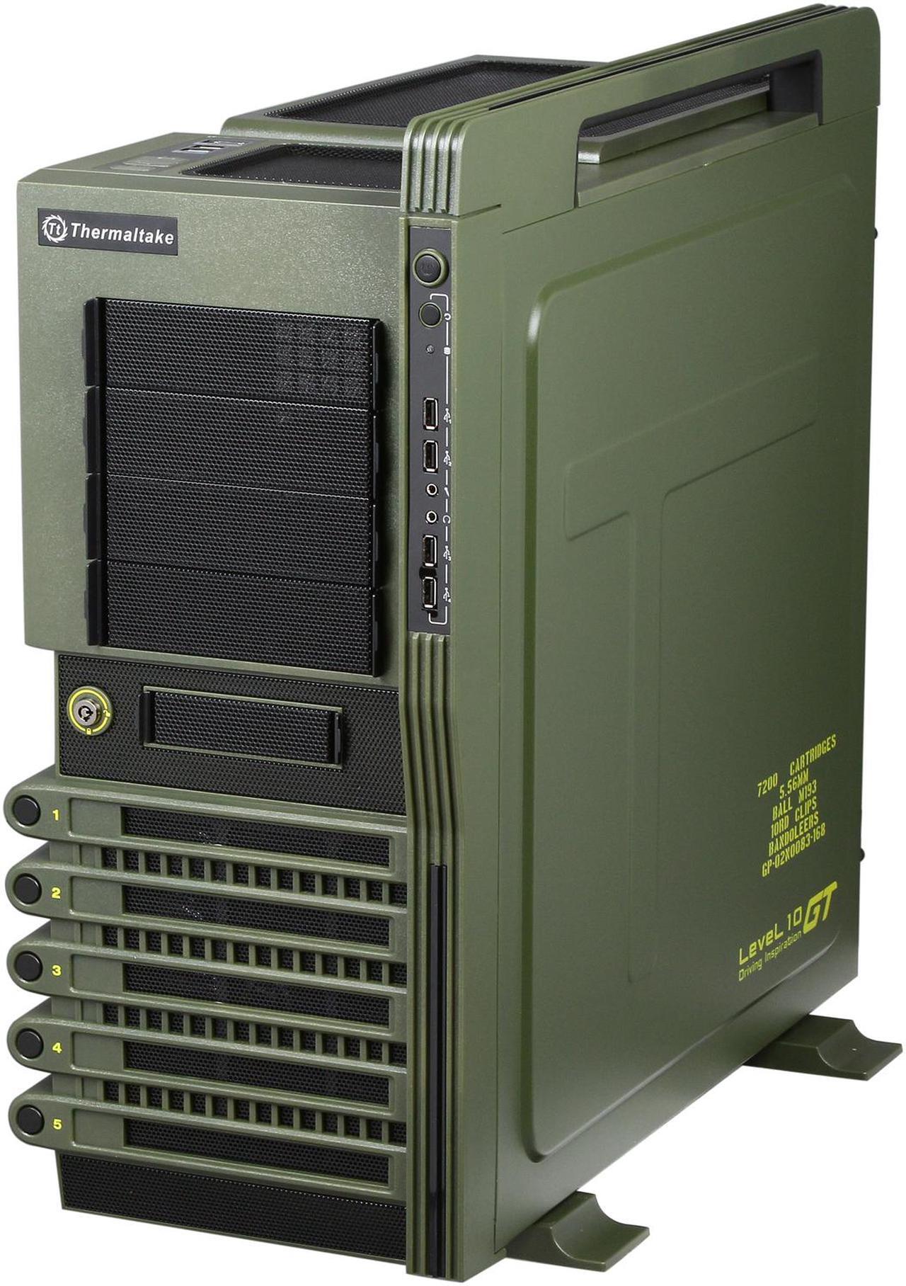 Alt view image 3 of 10 - Thermaltake Level 10 GT BATTLE EDITION VN10008W2N Green and Black SECC / Plastic ATX Full Tower Computer Case