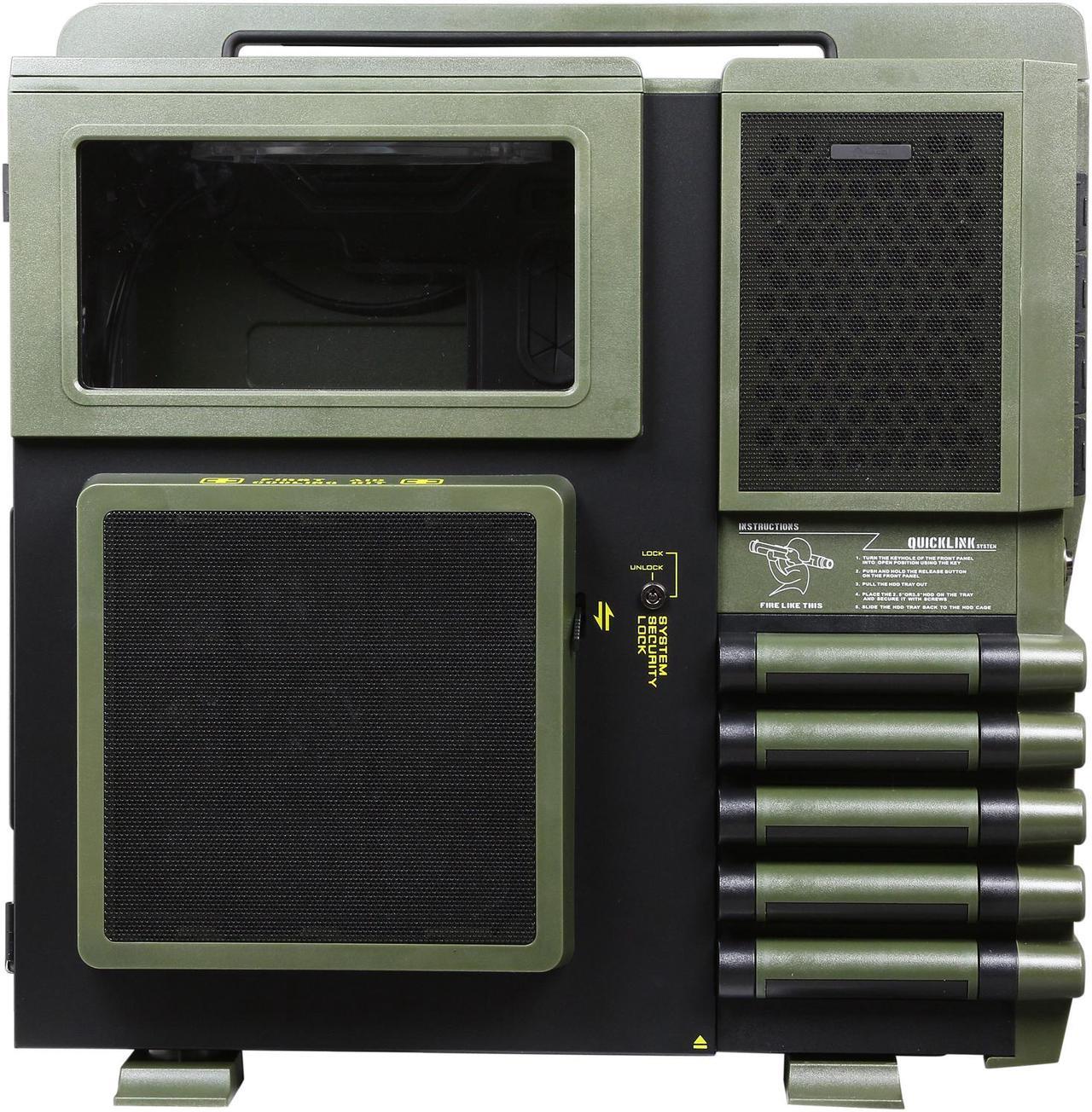 Alt view image 4 of 10 - Thermaltake Level 10 GT BATTLE EDITION VN10008W2N Green and Black SECC / Plastic ATX Full Tower Computer Case