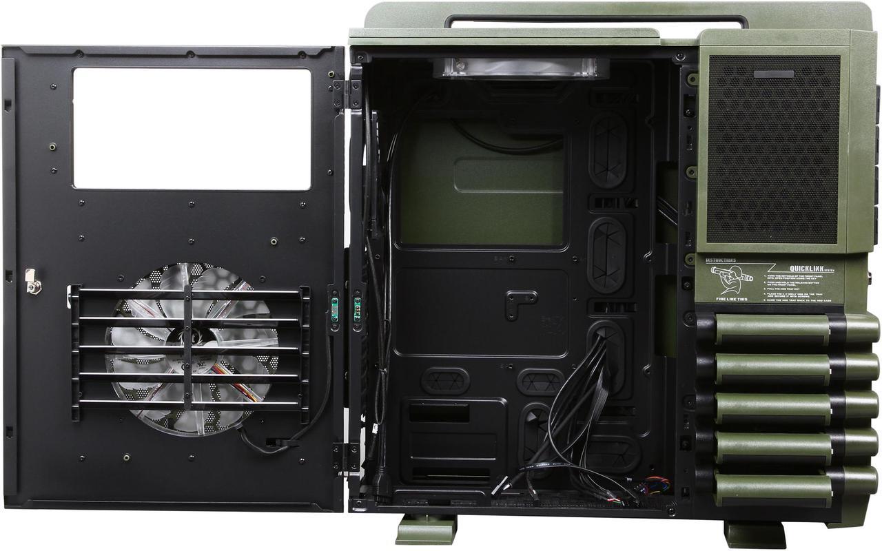 Alt view image 6 of 10 - Thermaltake Level 10 GT BATTLE EDITION VN10008W2N Green and Black SECC / Plastic ATX Full Tower Computer Case