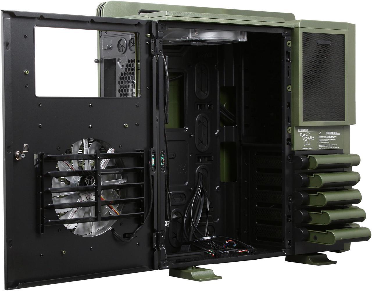 Alt view image 7 of 10 - Thermaltake Level 10 GT BATTLE EDITION VN10008W2N Green and Black SECC / Plastic ATX Full Tower Computer Case