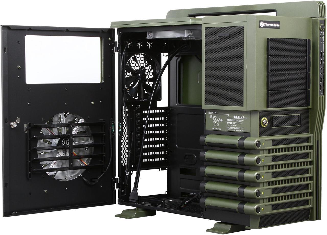 Alt view image 8 of 10 - Thermaltake Level 10 GT BATTLE EDITION VN10008W2N Green and Black SECC / Plastic ATX Full Tower Computer Case