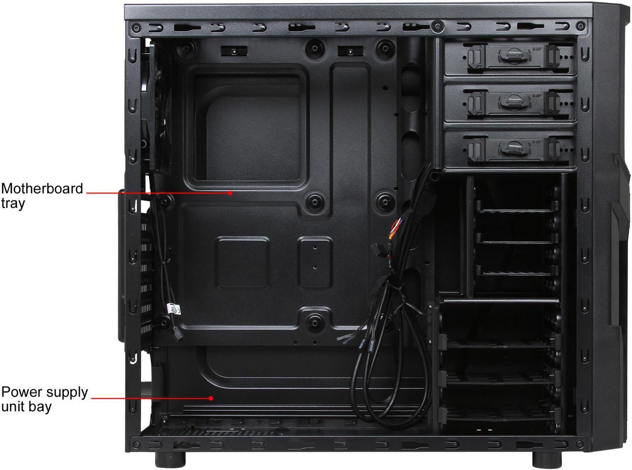 Alt view image 9 of 14 - Thermaltake Versa H21 Mid Tower Computer Case with USB 3.0 and All-Black Interior(CA-1B2-00M1NN-00)