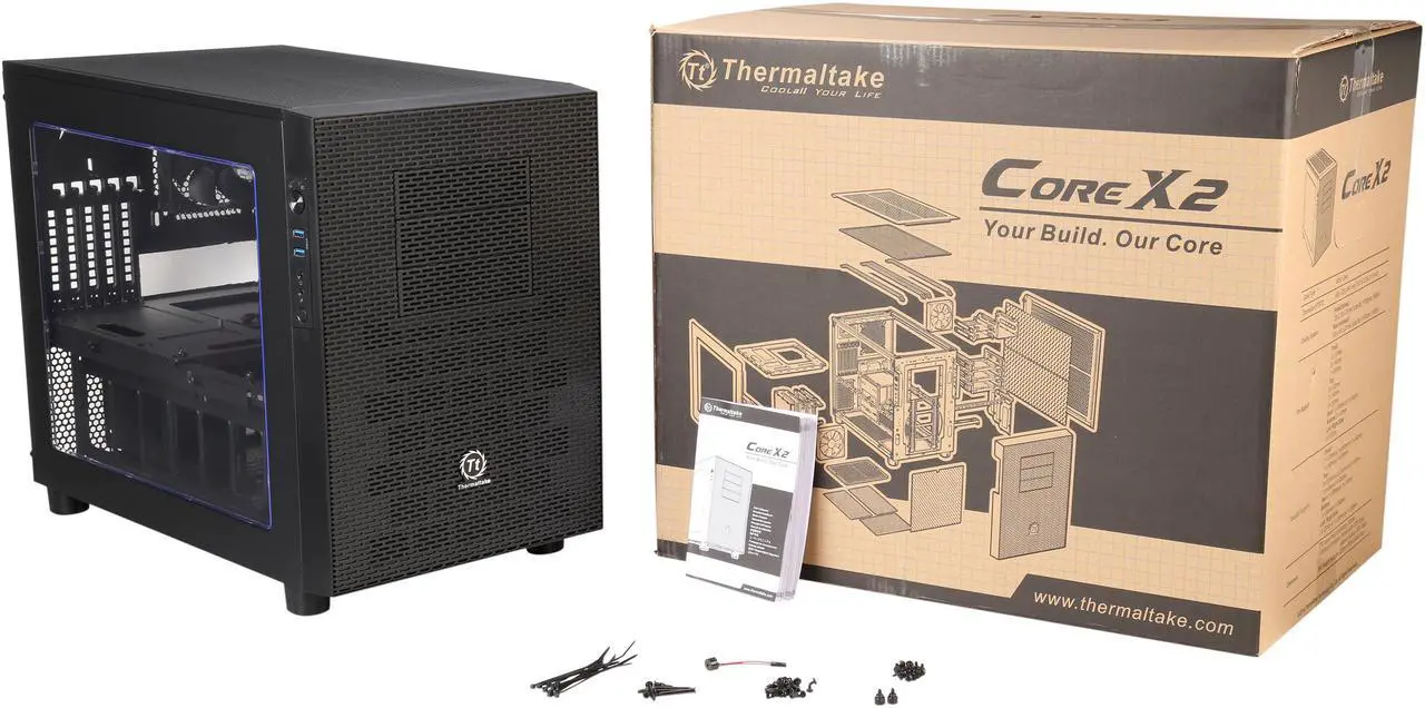 Alt view image 9 of 8 - Thermaltake Core X2 Black Micro ATX Stackable Tt LCS Certified Cube Chassis CA-1D7-00C1WN-00
