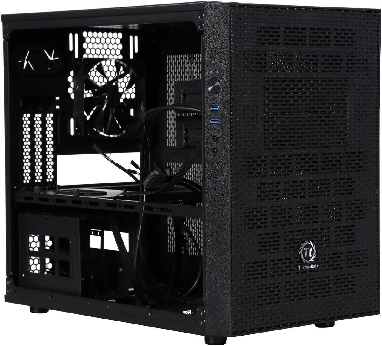 Alt view image 9 of 9 - Thermaltake Core X1 Black Mini ITX Stackable Tt LCS Certified Cube Chassis CA-1D6-00S1WN-00