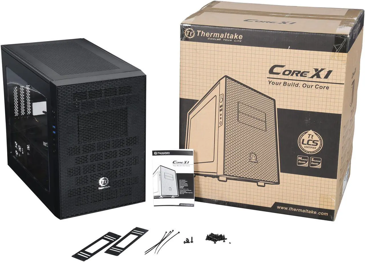 Alt view image 10 of 9 - Thermaltake Core X1 Black Mini ITX Stackable Tt LCS Certified Cube Chassis CA-1D6-00S1WN-00