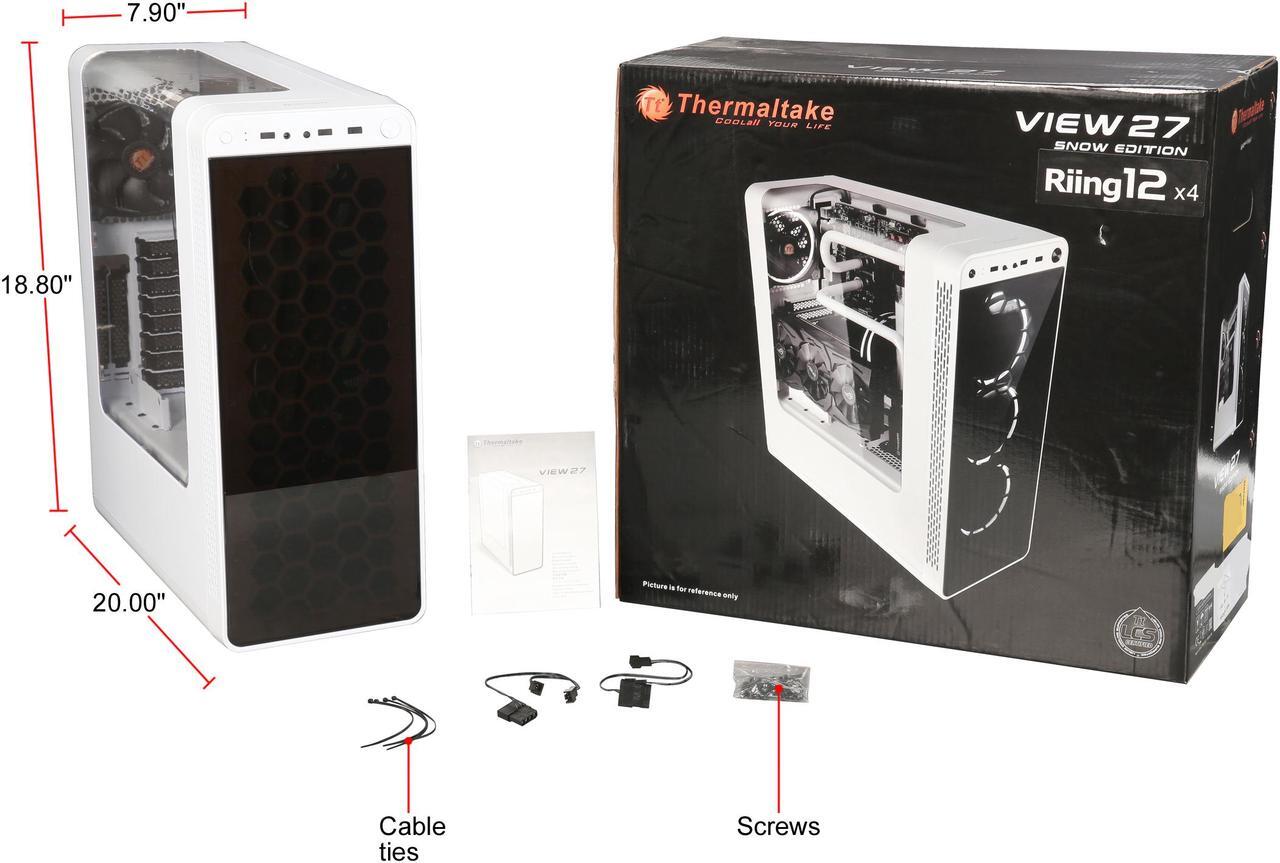 Alt view image 10 of 9 - Thermaltake View 27 Snow ATX Gull Wing Window Tt LCS Certified Gaming Mid Tower Computer Case with 4 x 120mm White Riing Fan CA-1G7-00M6WN-WT