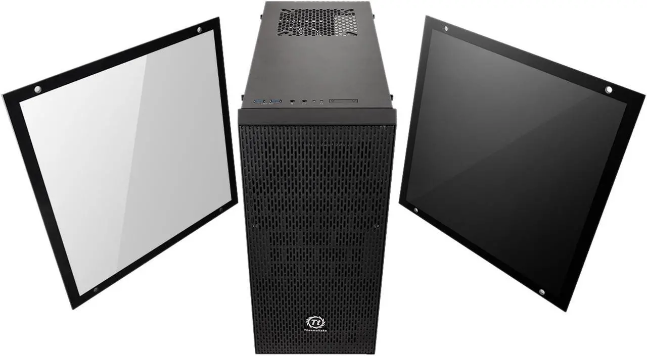 Alt view image 3 of 8 - Thermaltake Core G21 Dual 4mm Tempered Two-Toned Glass Power Cover ATX Black Gaming Computer Case CA-1I4-00M1WN-00