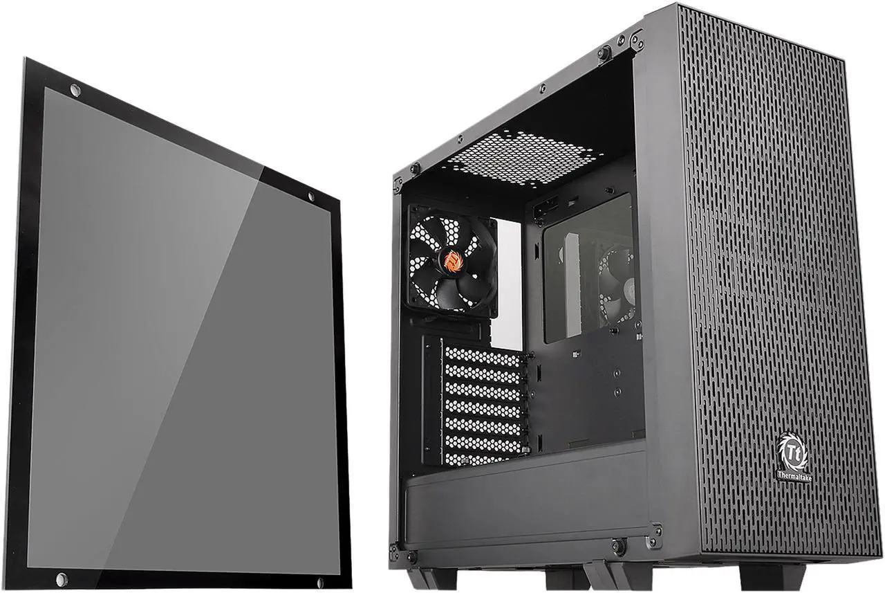 Alt view image 4 of 8 - Thermaltake Core G21 Dual 4mm Tempered Two-Toned Glass Power Cover ATX Black Gaming Computer Case CA-1I4-00M1WN-00