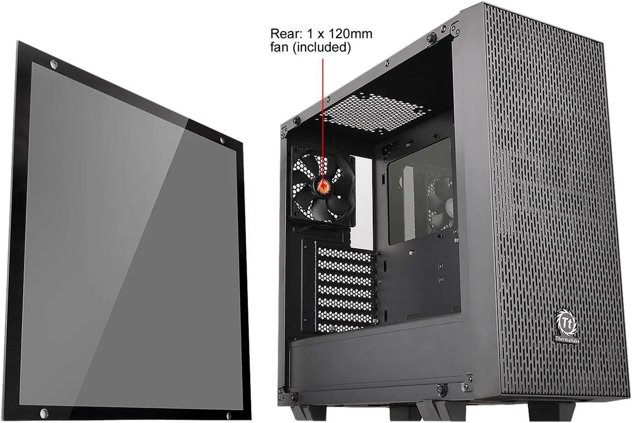 Alt view image 5 of 8 - Thermaltake Core G21 Dual 4mm Tempered Two-Toned Glass Power Cover ATX Black Gaming Computer Case CA-1I4-00M1WN-00