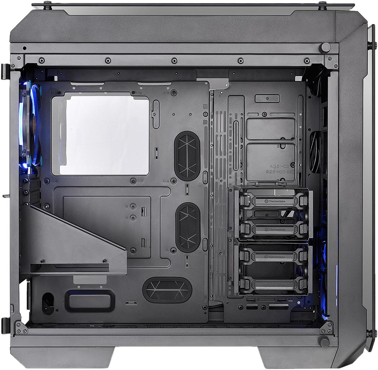 Alt view image 5 of 9 - Thermaltake View 71 4-Sided Tempered Glass Vertical GPU Modular SPCC E-ATX Gaming Full Tower Computer Case with 2 Blue LED Ring Fan Pre-installed CA-1I7-00F1WN-00