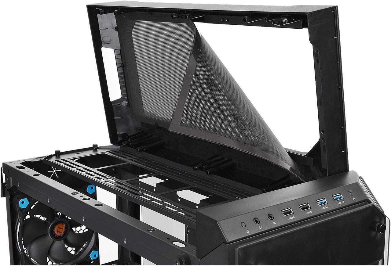 Alt view image 9 of 9 - Thermaltake View 71 4-Sided Tempered Glass Vertical GPU Modular SPCC E-ATX Gaming Full Tower Computer Case with 2 Blue LED Ring Fan Pre-installed CA-1I7-00F1WN-00