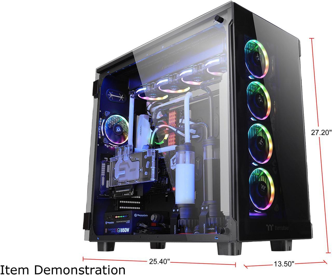 Alt view image 3 of 19 - Thermaltake View 91 RGB PLUS Tempered Glass XL-ATX Vertical GPU Modular Black Gaming Super Tower Computer Case CA-1I9-00F1WN-00