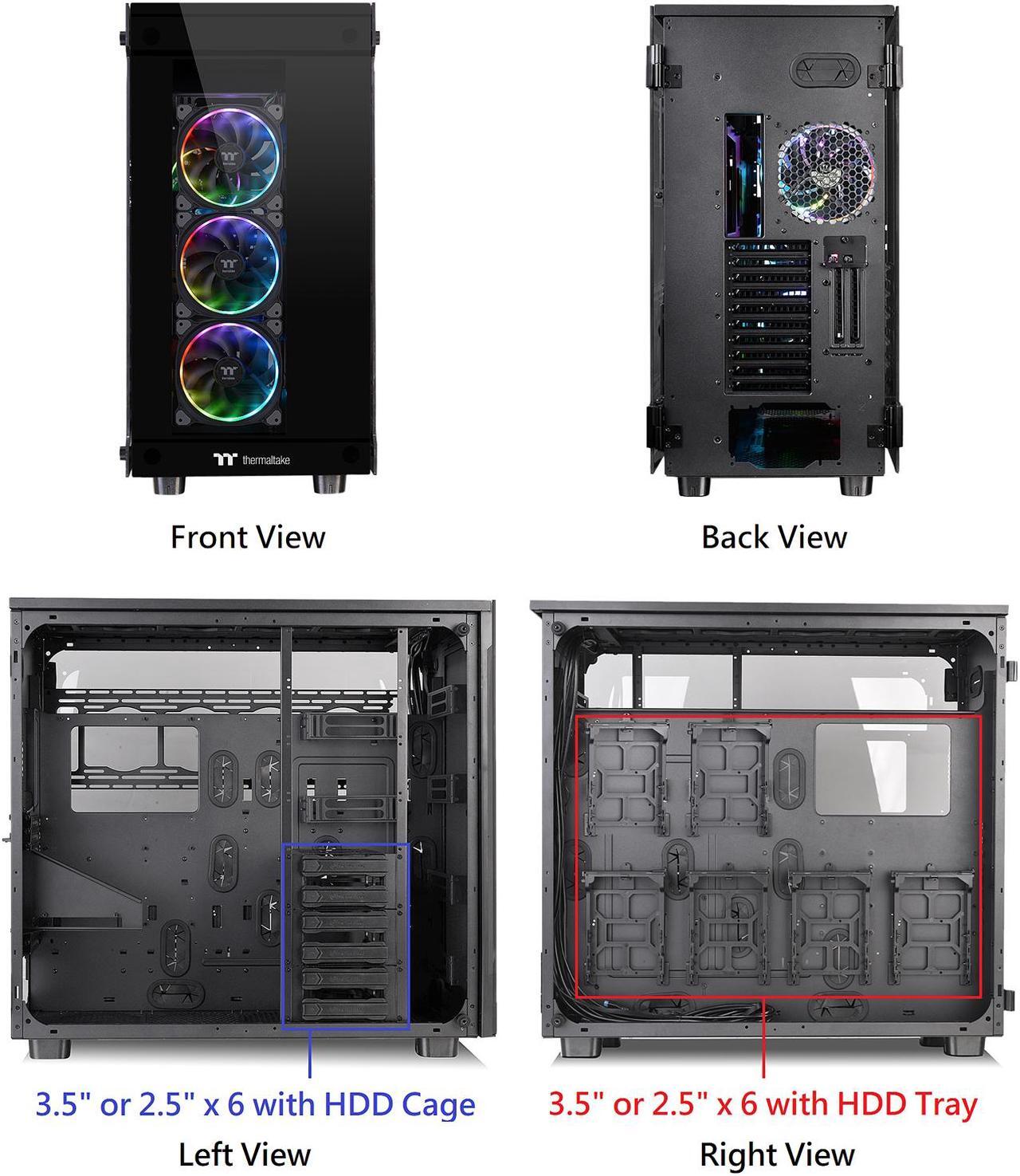Alt view image 18 of 19 - Thermaltake View 91 RGB PLUS Tempered Glass XL-ATX Vertical GPU Modular Black Gaming Super Tower Computer Case CA-1I9-00F1WN-00