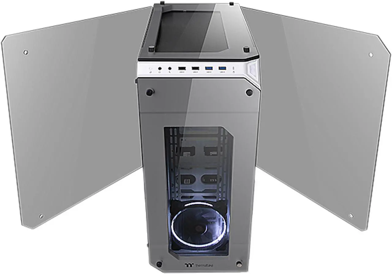 Alt view image 8 of 15 - Thermaltake View 71 Tempered Glass Snow Edition 4-Sided Tempered Glass E-ATX Vertical GPU Modular Gaming Full Tower Computer Case CA-1I7-00F6WN-00