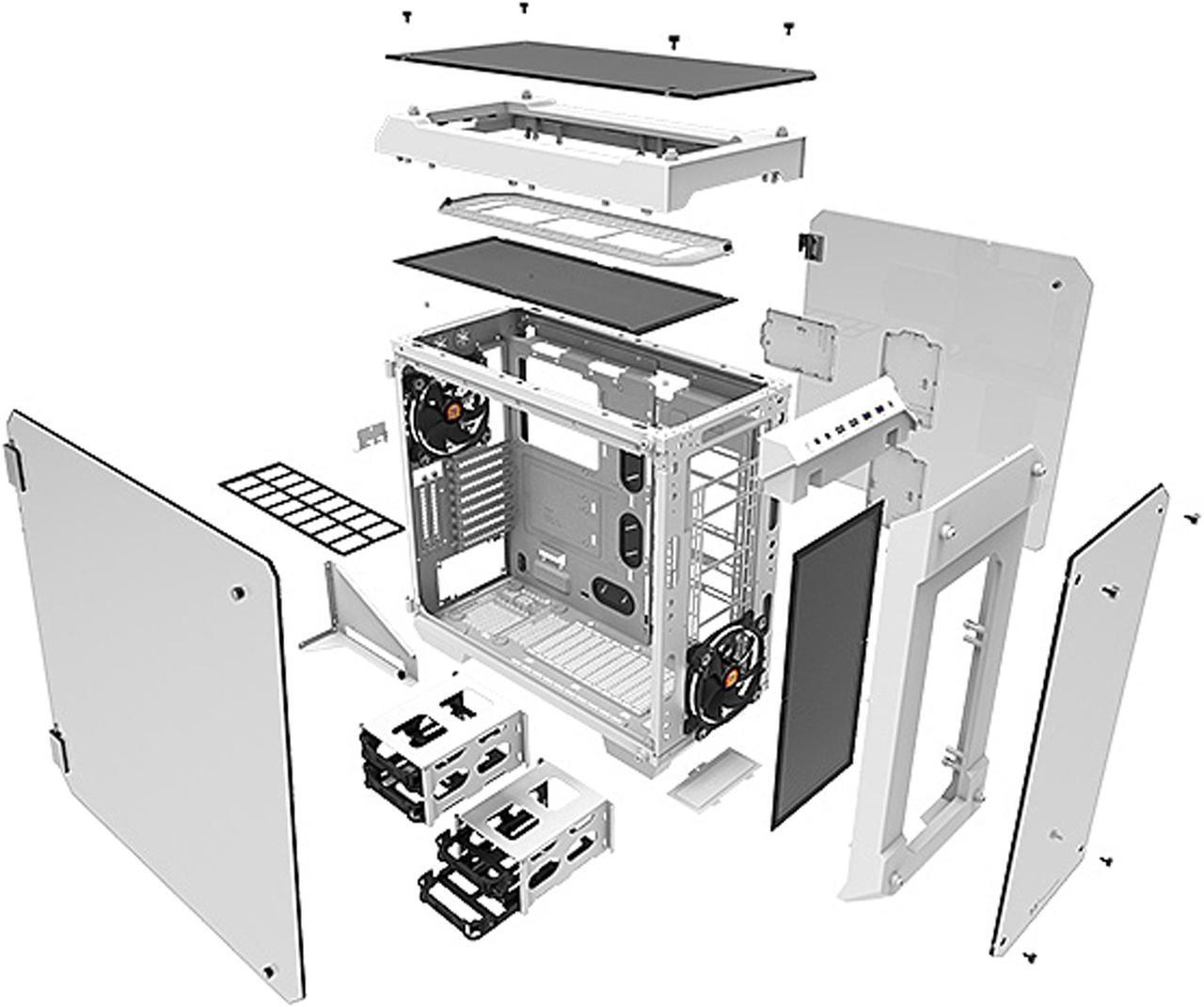 Alt view image 9 of 15 - Thermaltake View 71 Tempered Glass Snow Edition 4-Sided Tempered Glass E-ATX Vertical GPU Modular Gaming Full Tower Computer Case CA-1I7-00F6WN-00