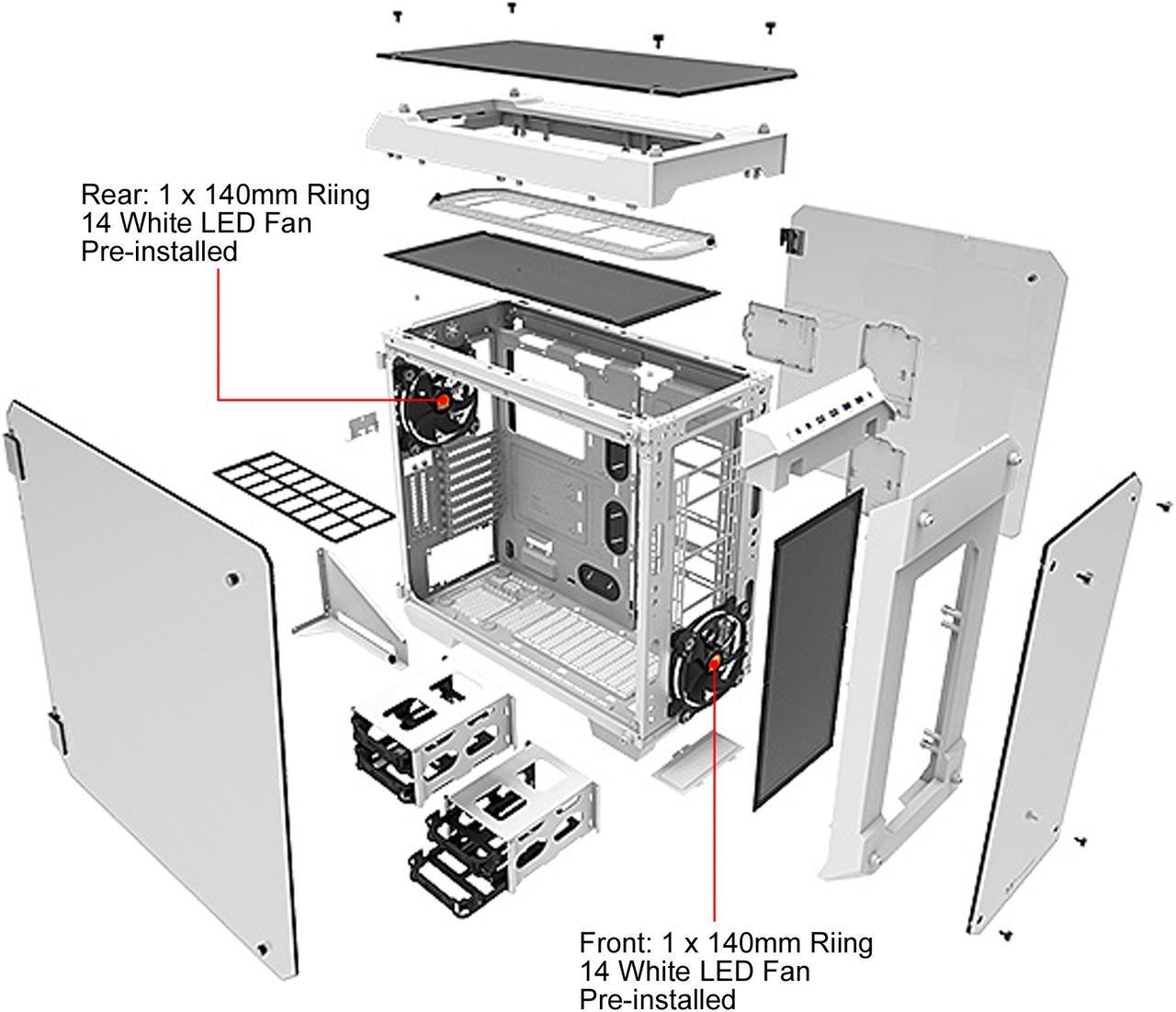 Alt view image 10 of 15 - Thermaltake View 71 Tempered Glass Snow Edition 4-Sided Tempered Glass E-ATX Vertical GPU Modular Gaming Full Tower Computer Case CA-1I7-00F6WN-00