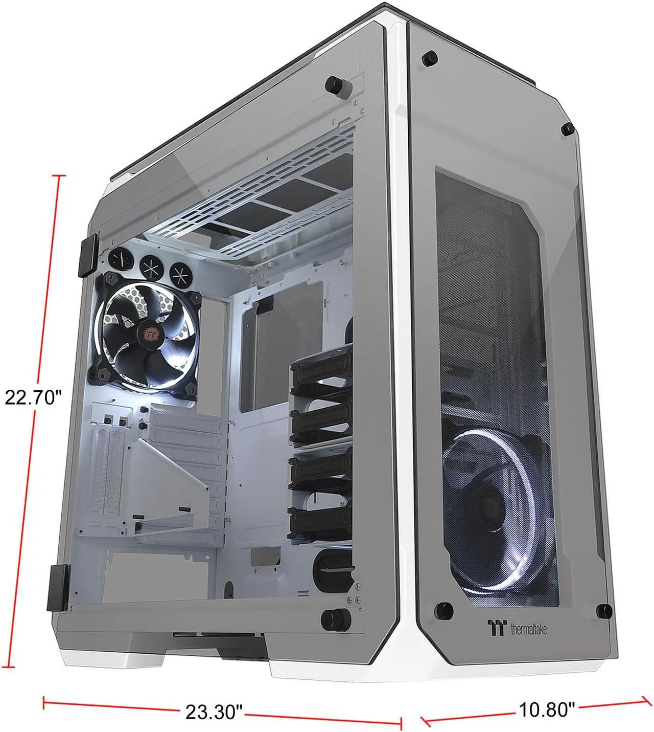 Alt view image 15 of 15 - Thermaltake View 71 Tempered Glass Snow Edition 4-Sided Tempered Glass E-ATX Vertical GPU Modular Gaming Full Tower Computer Case CA-1I7-00F6WN-00