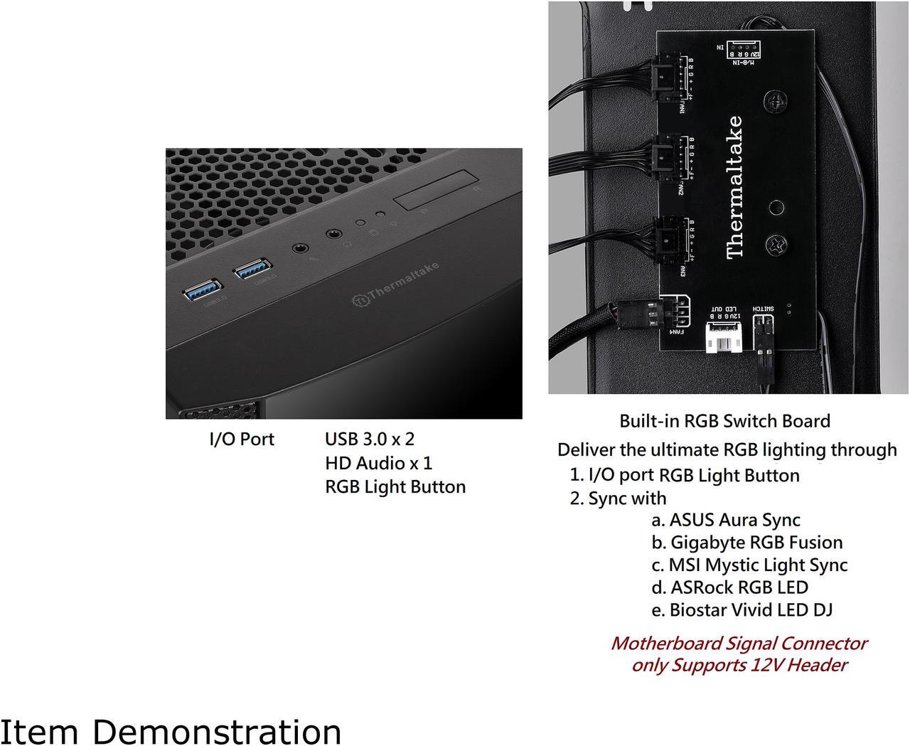 Alt view image 13 of 14 - Thermaltake Versa J25 Tempered Glass RGB Edition CA-1L8-00M1WN-01 Black SPCC / Tempered Glass ATX Mid Tower Computer Case