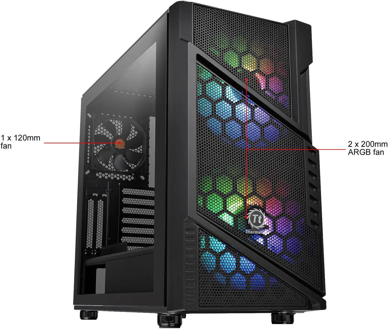 Alt view image 17 of 18 - Thermaltake Commander C31 Motherboard Sync ARGB ATX Mid Tower Computer Chassis with 2x 200mm ARGB 5V Motherboard Sync RGB Front Fans + 1x 120mm Rear Black Fan Pre-installed CA-1N2-00M1WN-00