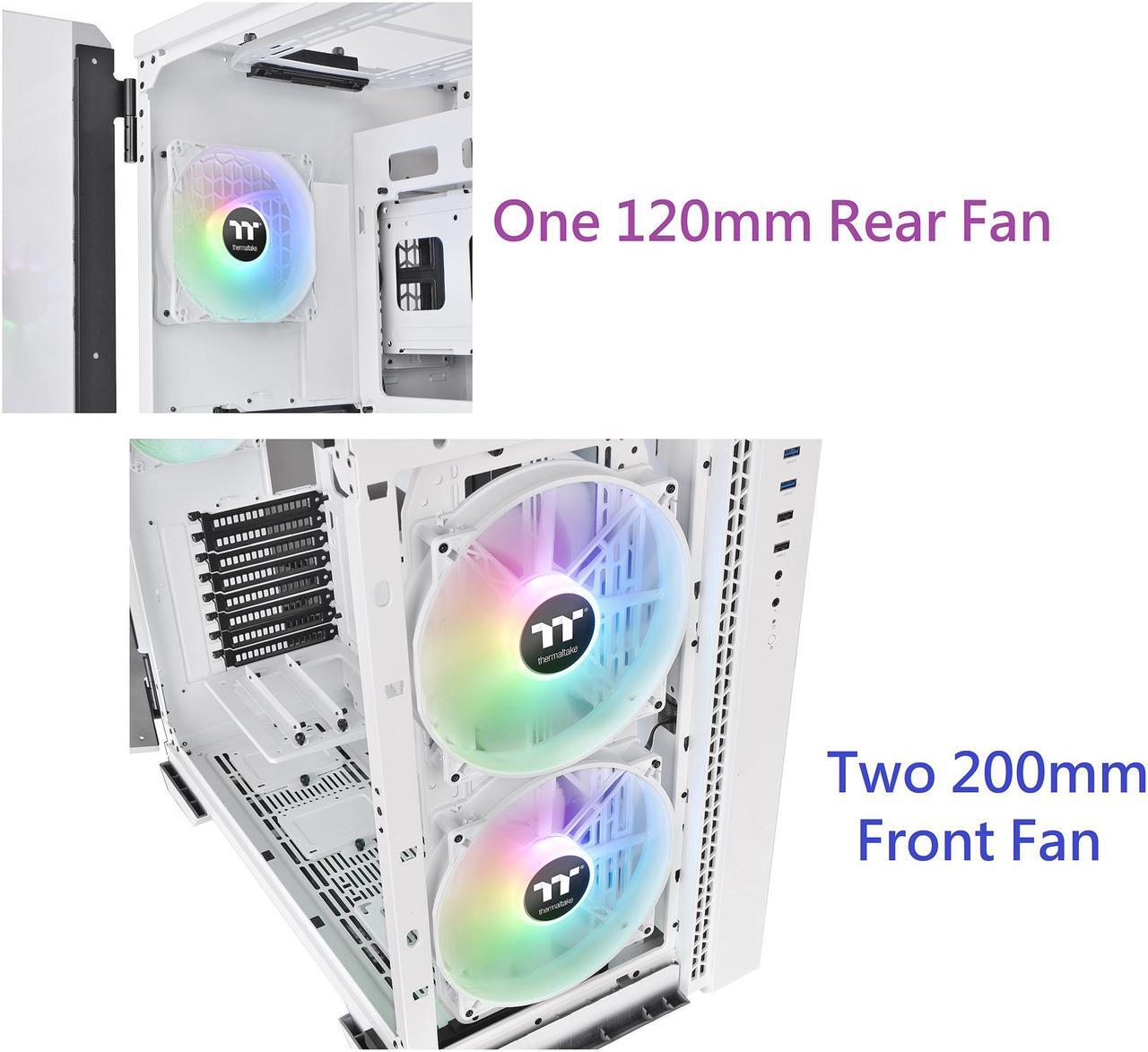 Alt view image 13 of 18 - Thermaltake View 51 Snow Motherboard Sync ARGB E-ATX Full Tower Gaming Computer Case with 2 200mm ARGB 5V Motherboard Sync RGB Fans + 140mm Black Rear Fan Pre-Installed CA-1Q6-00M6WN-00